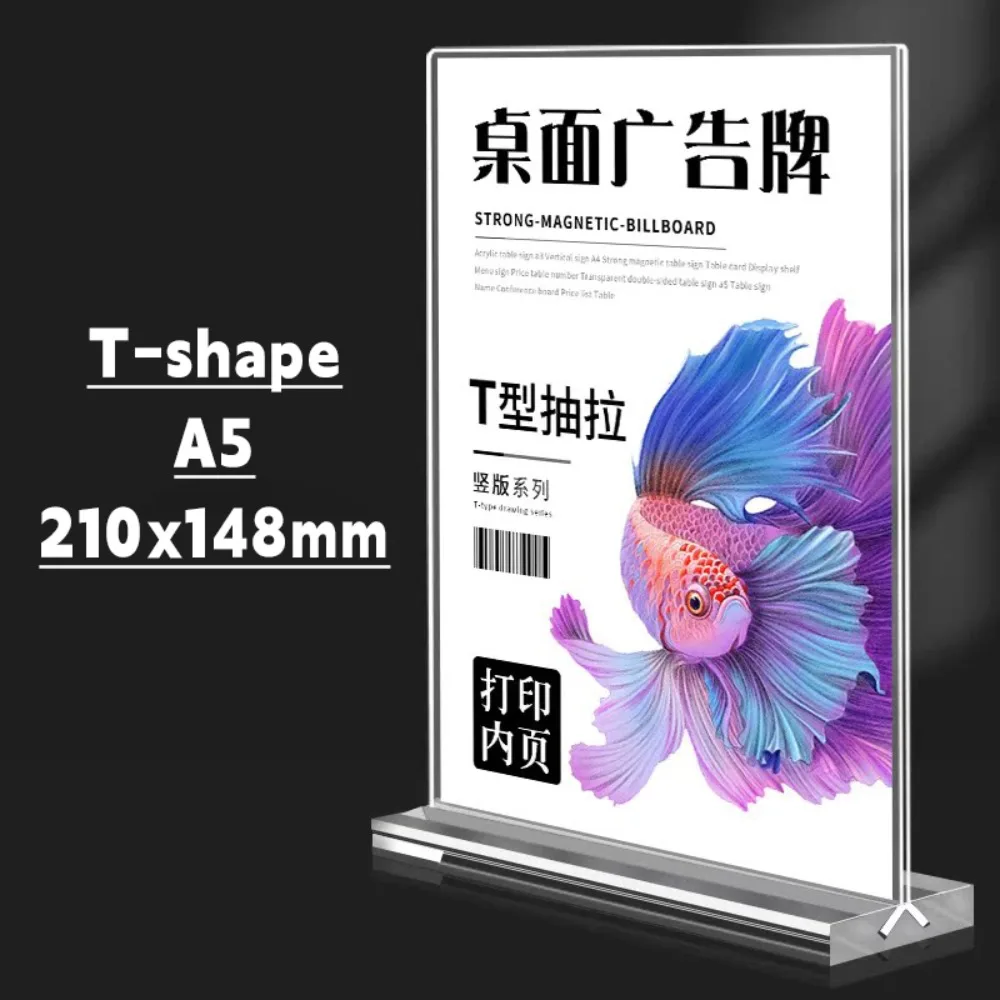 Durable A4/A5/A6 Desk Display Stand Acrylic Double Side Clear Price Label Display Rack Transparent Ad Frame Restaurant