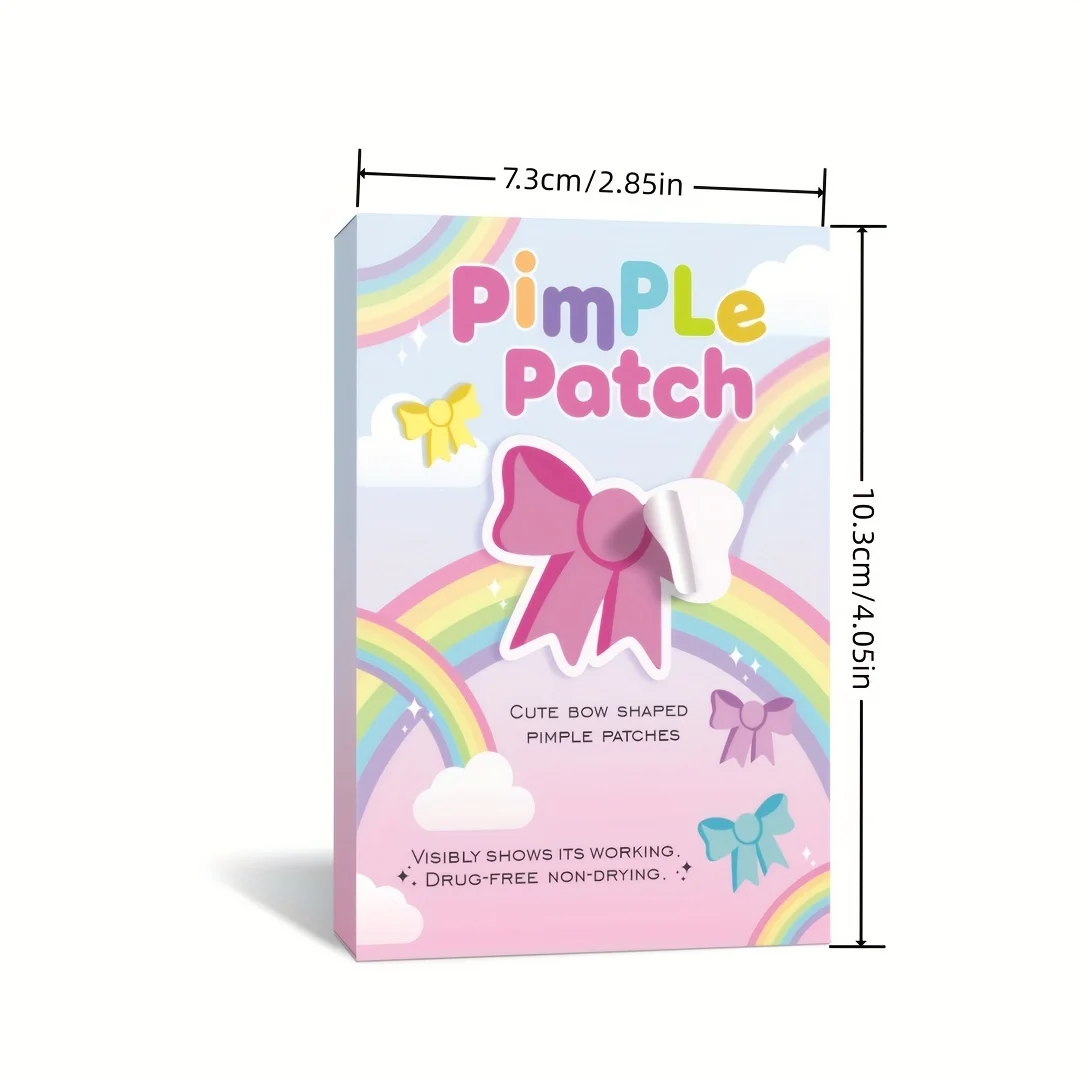 Parche para el acné de dibujos animados con lazo lindo de 48 piezas: sin alcohol, sin fragancia, no tóxico, resistente al agua. Adecuado para todo tipo de piel,
