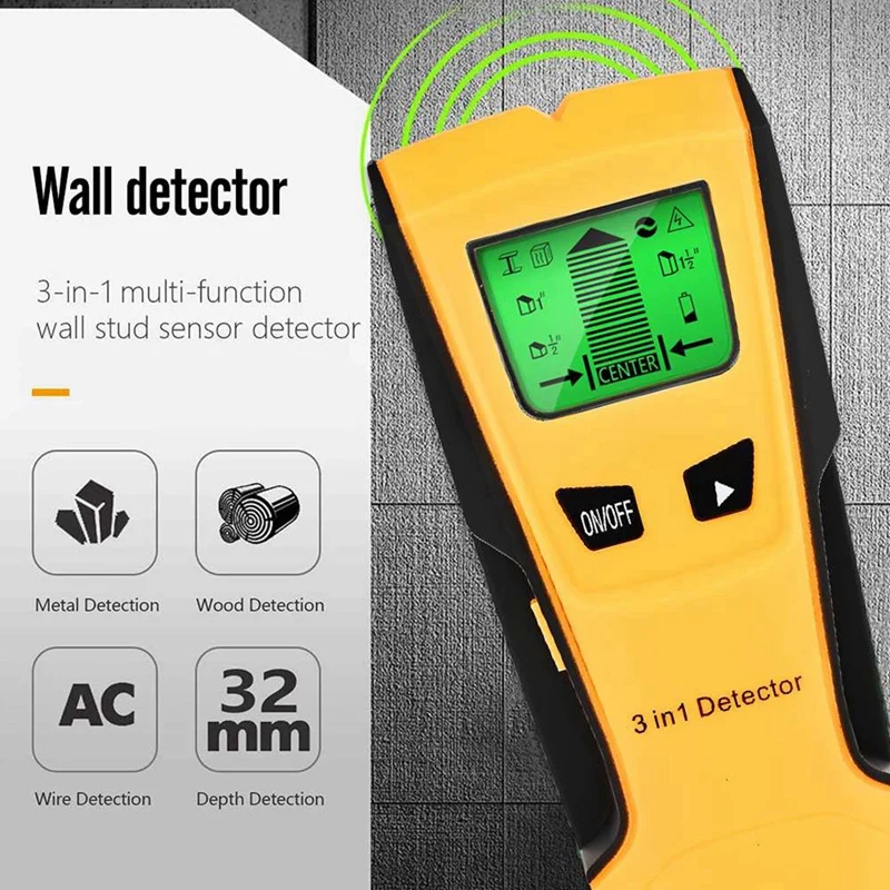 Wall Scanner Finder Wall Detector Find Metal Wood Studs AC Voltage Live Wire Detect