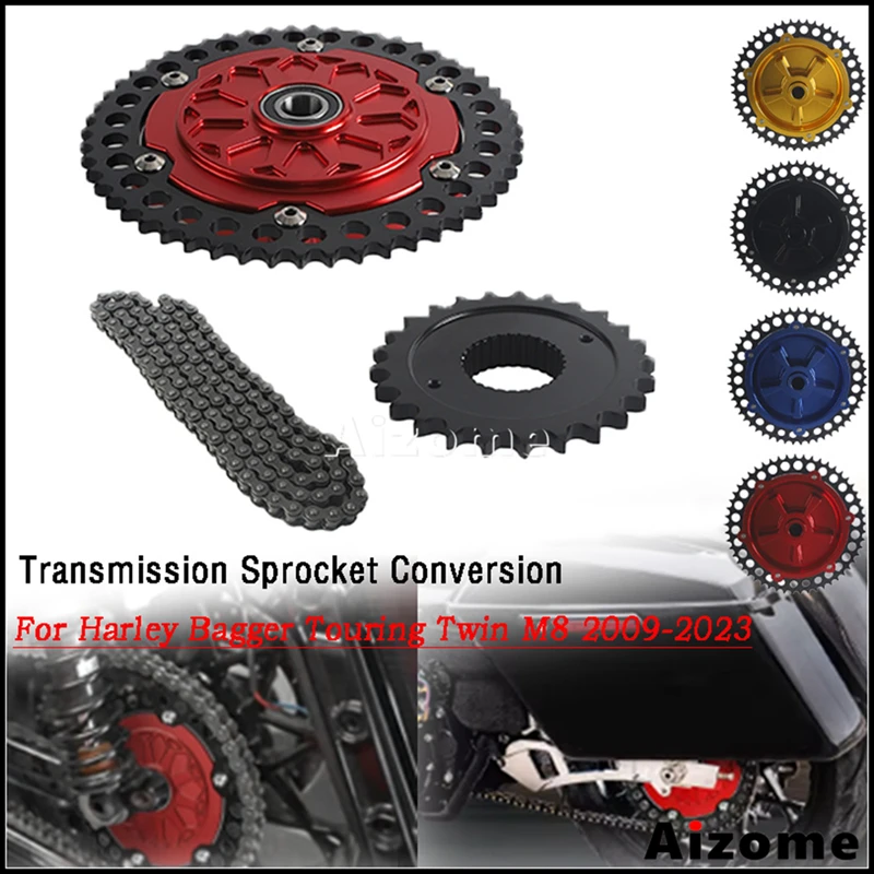 

Motorcycle Sprocket Transmission Conversion Kit Belt To Chain Drive For Harley Touring Twin M8 Road King Street Glide 2009-2023