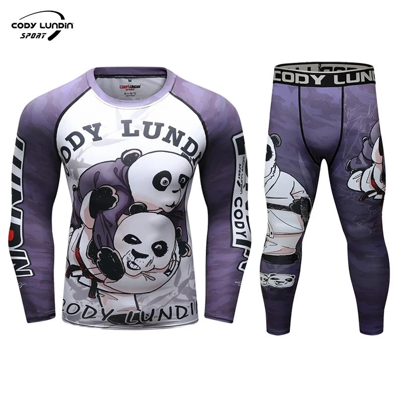 Cody Lundin MMA Long Sleeve Set Men Jiu Jitsu kimono Muay Thai Sweatshirt Custom Sports Tights Pants Trousers for Men Sportswear