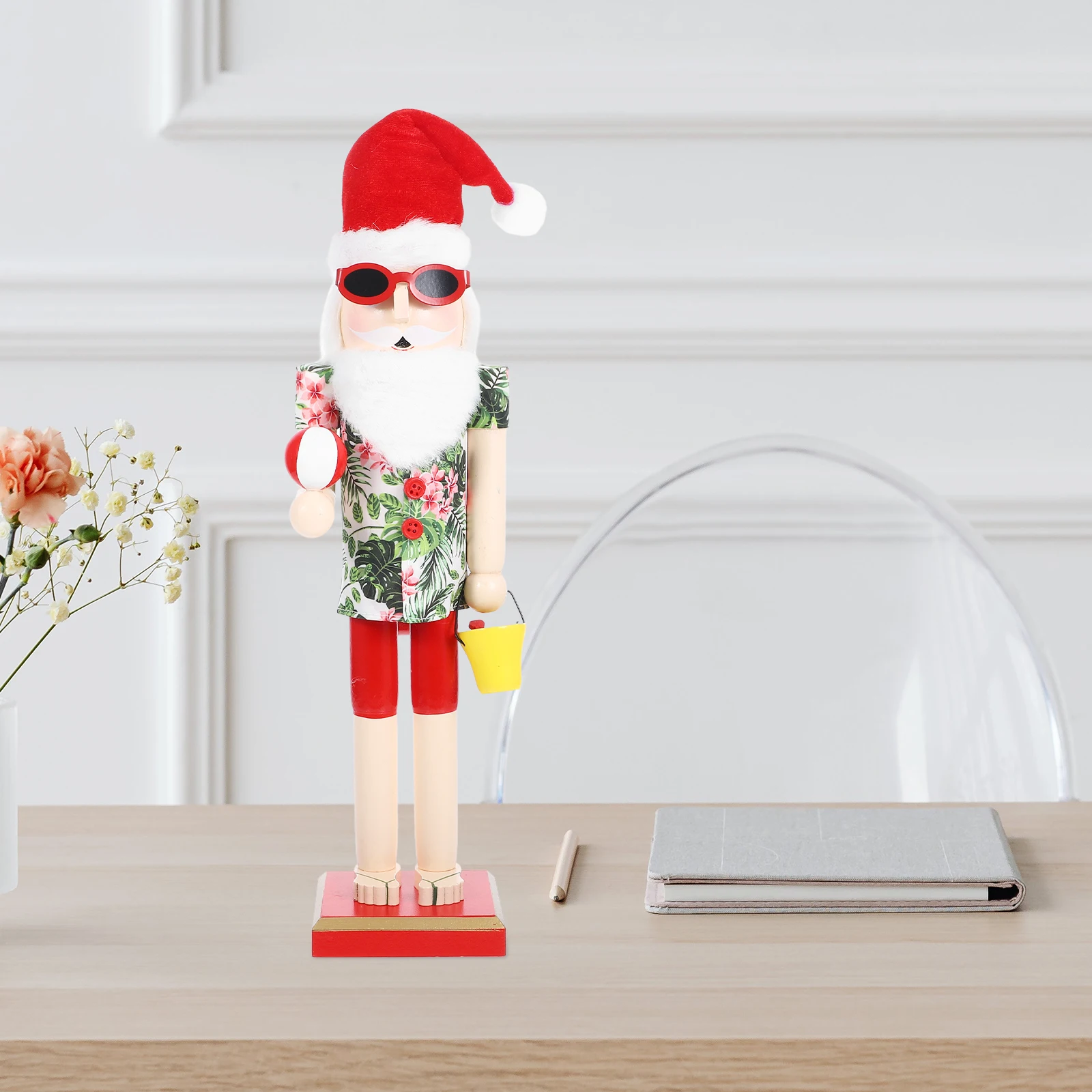 

Wood Nutcracker Christmas Sculpture Classic Xmas Ornament Painted Handmade Holiday Decor for Mantel Shelf Window Table Festive