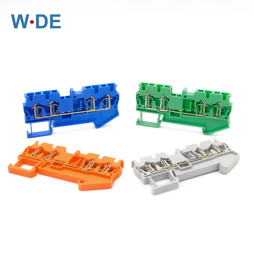 50Pcs Din Rail Terminal Block ST-2.5-QUATTRO Wire Connectors Return Pull Type 4 Conductors Spring Wiring Terminal Blocks