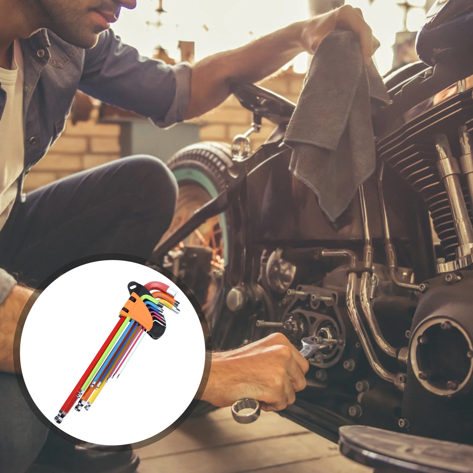 

9pcs Hex Wrench Set Steel Spanner Hexagonal Chrome Vanadium Multifunctional Colorful High Hardness No Rust Universal