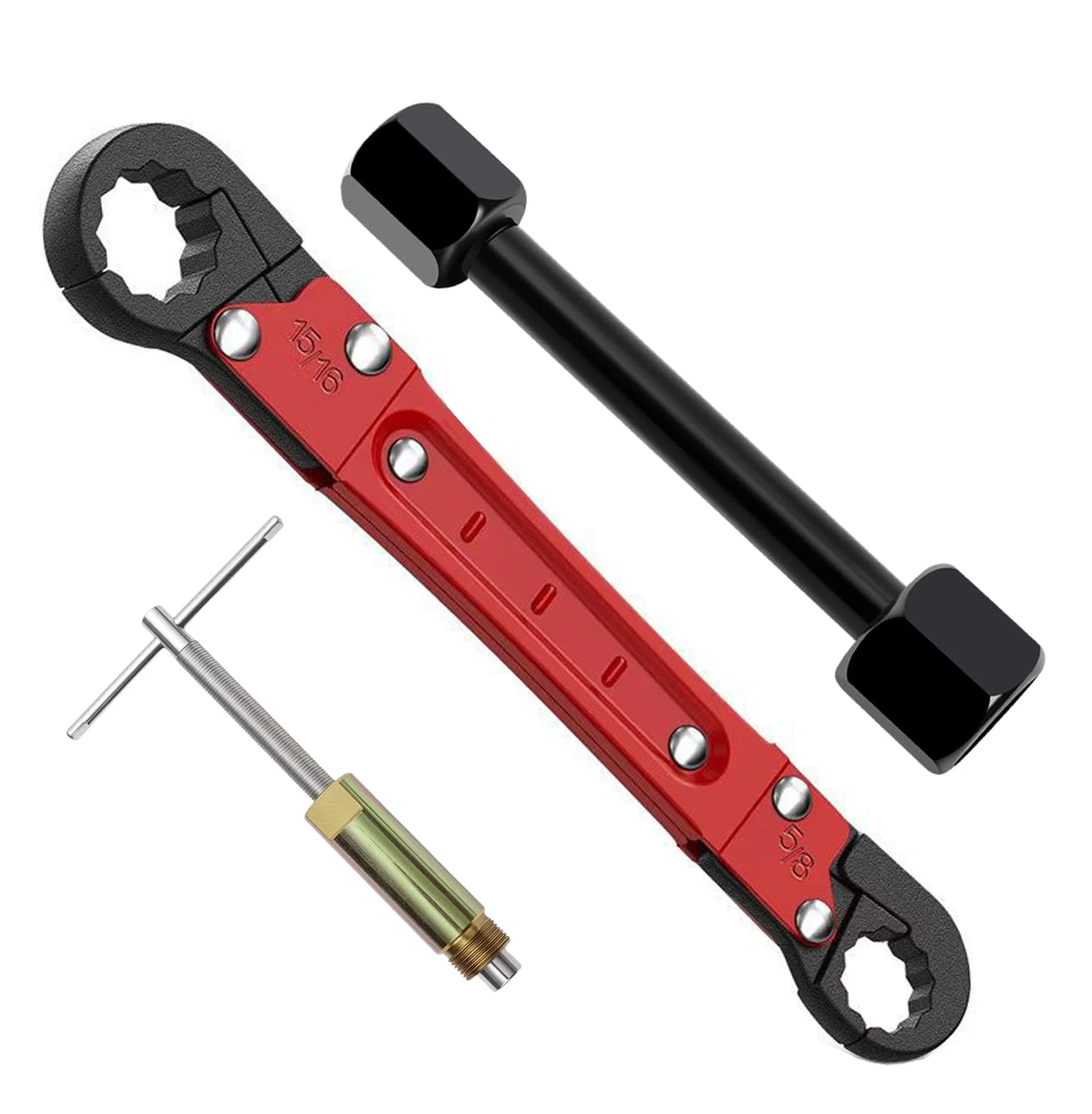 3 Pcs Plumbing Tools Kit with Angle Stop Wrench & 1/2-Inch Compression Sleeve Puller, Professional Plumbers Wrench