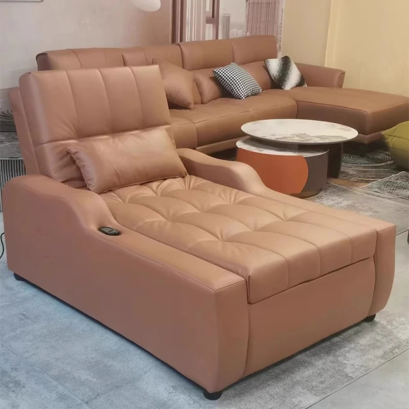 أرائك غرفة المعيشة الحديثة المصممة باللون البيج Loveseat أرائك غرفة المعيشة الفاخرة الفردية المنتفخة النائمة Divano Moderno أثاث المنزل #4