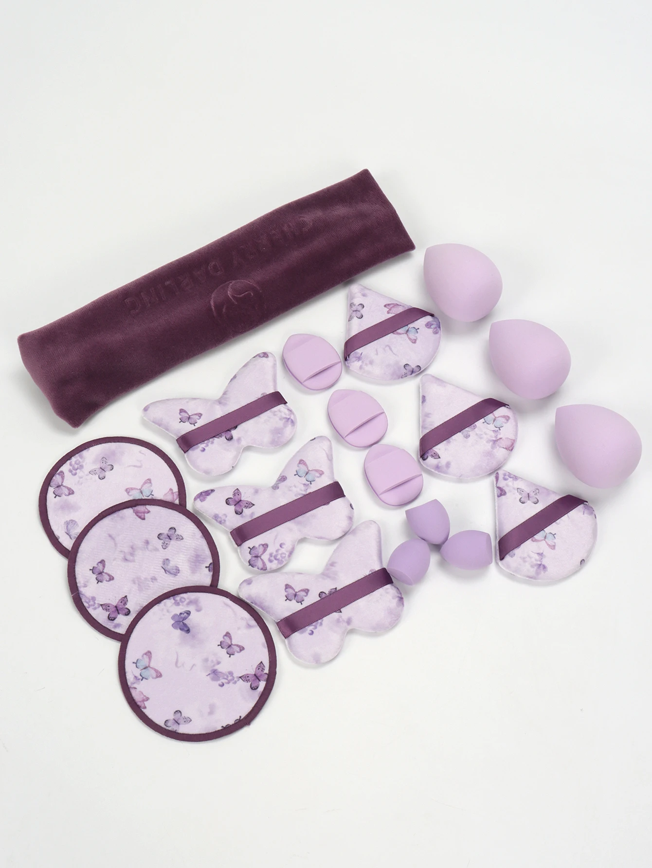 ที่คาดผมลําลอง + พัฟแป้งพิมพ์ลาย ชุด 3-12-19 ชิ้น อุปกรณ์แต่งหน้าอเนกประสงค์ เหมาะสําหรับทุกสภาพผิว