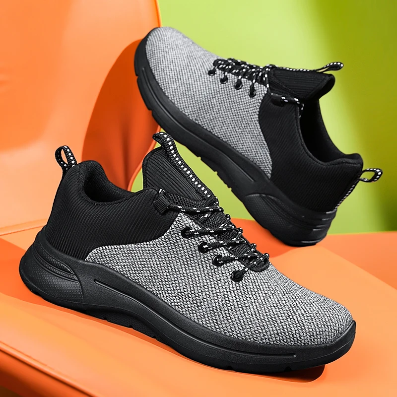 

YRZL Men Sports Running Black Jogging Shoes Casual Sneakers Outdoor Breathable Mesh Light Shock-absorption Black Tennis Men