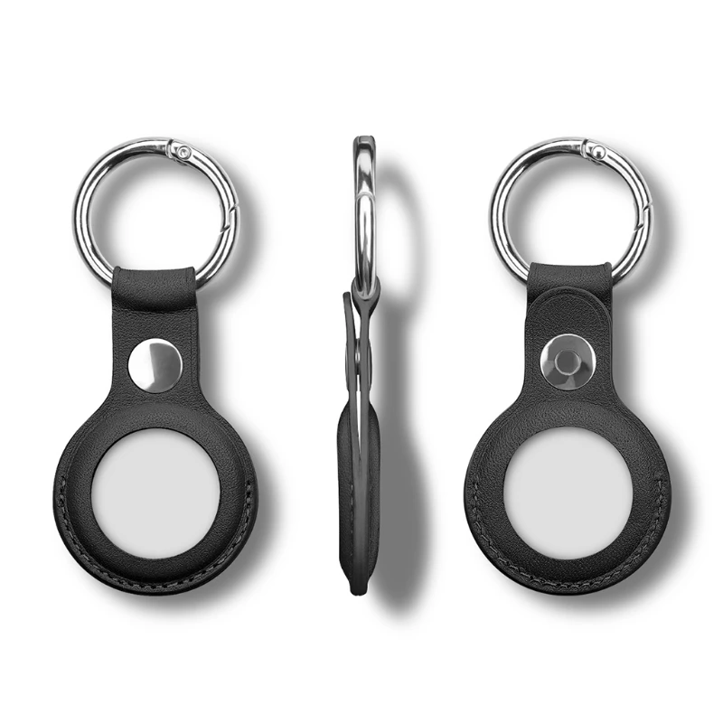 for Apple Airtag Case Keychain&PU Leather Air Tag Holder Protective Tracker Case with Loop Key Ring for AirTags Protective Cover image 3