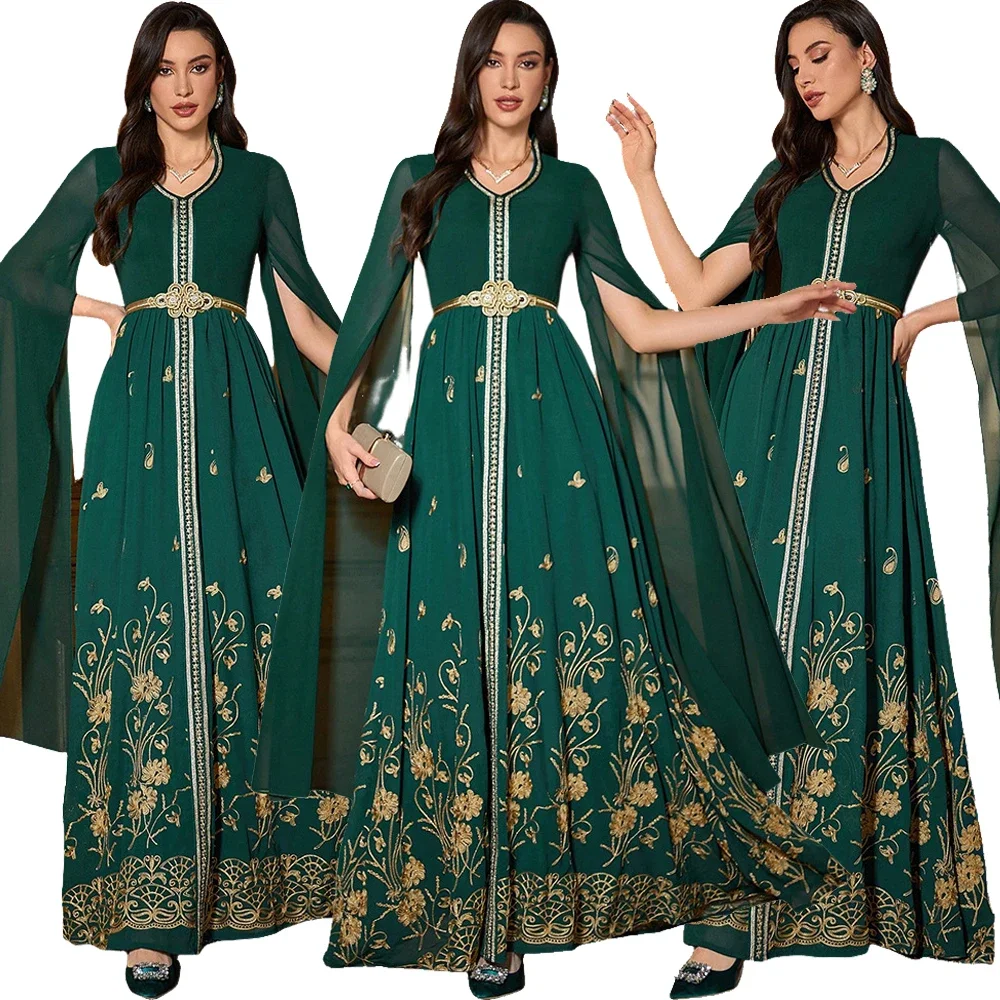 

Elegant Morocco Kaftan Embroidery Abayas for Women Muslim Maxi Dress Evening Gown Dubai Turkey Robe Saudi Arabic Caftan Vestidos