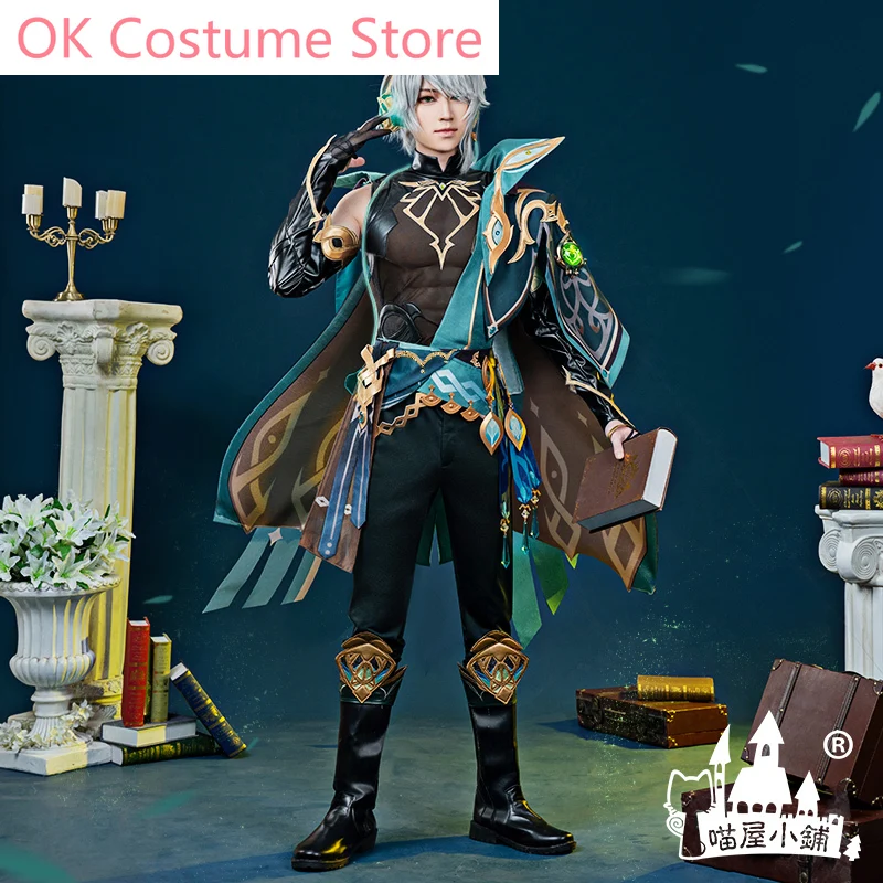 Anime! Genshin Impact Alhaitham Game Suit Gorgeous Uniform Cosplay Costume Halloween Carnival Party Role Play Outfit Men