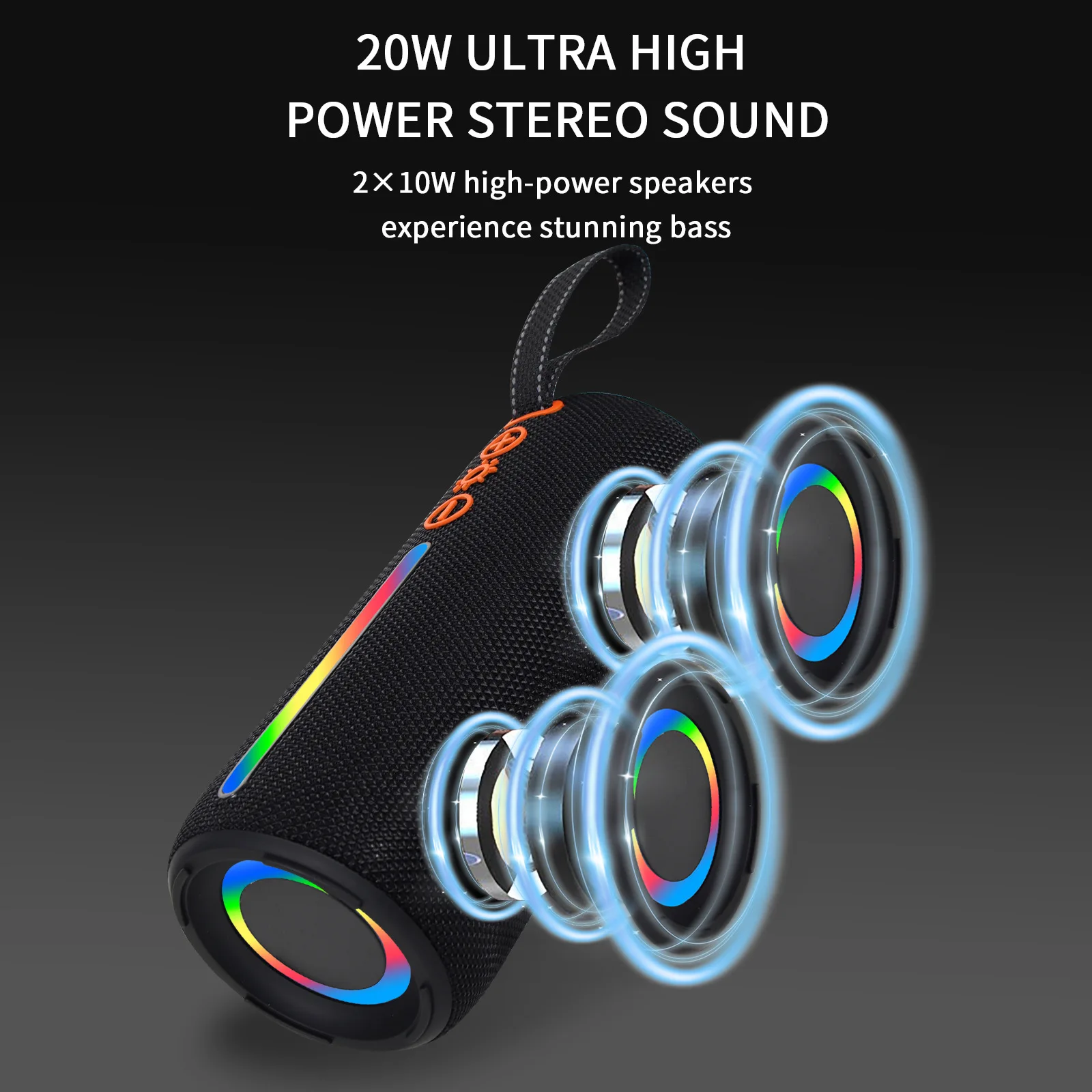 Przenośna kolumna dźwiękowa stereo Premium Sound IPX6 Wodoodporne głośniki zewnętrzne Wysokiej jakości bezprzewodowy odtwarzacz basowy Bluetooth Boombox