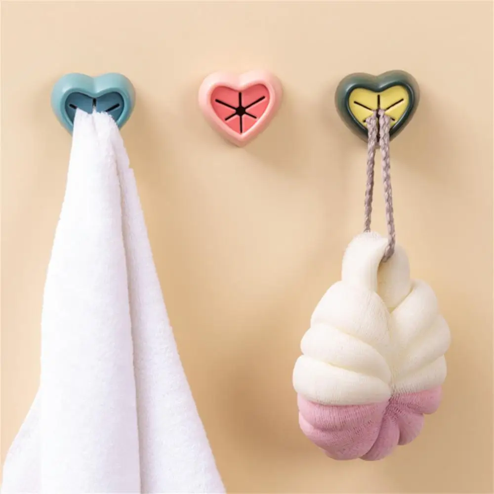 1/2PCS Hanger Rag Clip Punch Free Self Adhesive Creative Love To Washing Cloth Bathroom Organizer Newest Towel Plug Holder