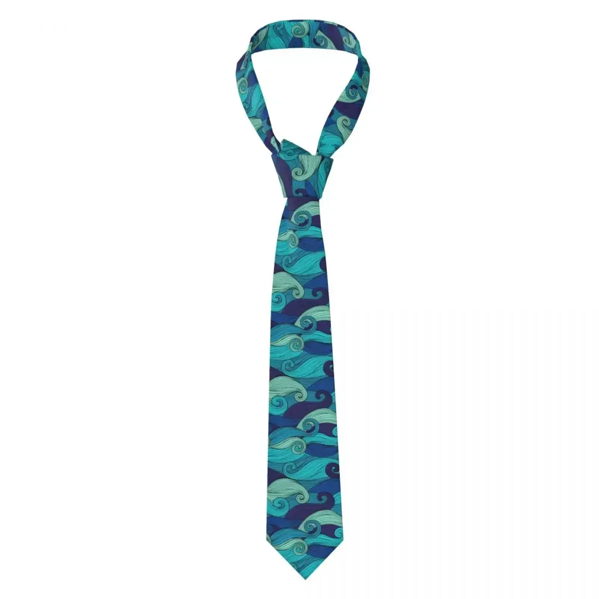 Mens Tie Classic Skinny Colorful Ocean Wave Neckties Narrow Collar Slim Casual  Gift