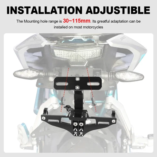 Imagen 2 del producto Soporte de matrícula ajustable para motocicleta, luces LED intermitentes para CFMOTO CF MOTO 250SR NK250 150 400 650GT MT 650TR