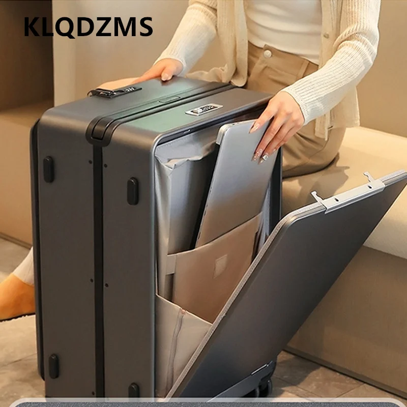 

KLQDZMS Laptop Suitcase Front Opening Boarding Box Sturdy and Durable Trolley Case 20"24"26 Inch PC Large Capacity Luggage