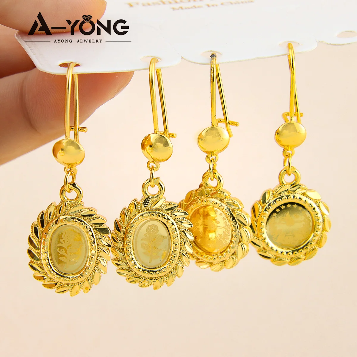 AYONG Turkish Coin Dangle Earrings 21k Gold Plated Dubai African Copper Drop Earring Middle East Arab Women Bridal Jewelry Parts