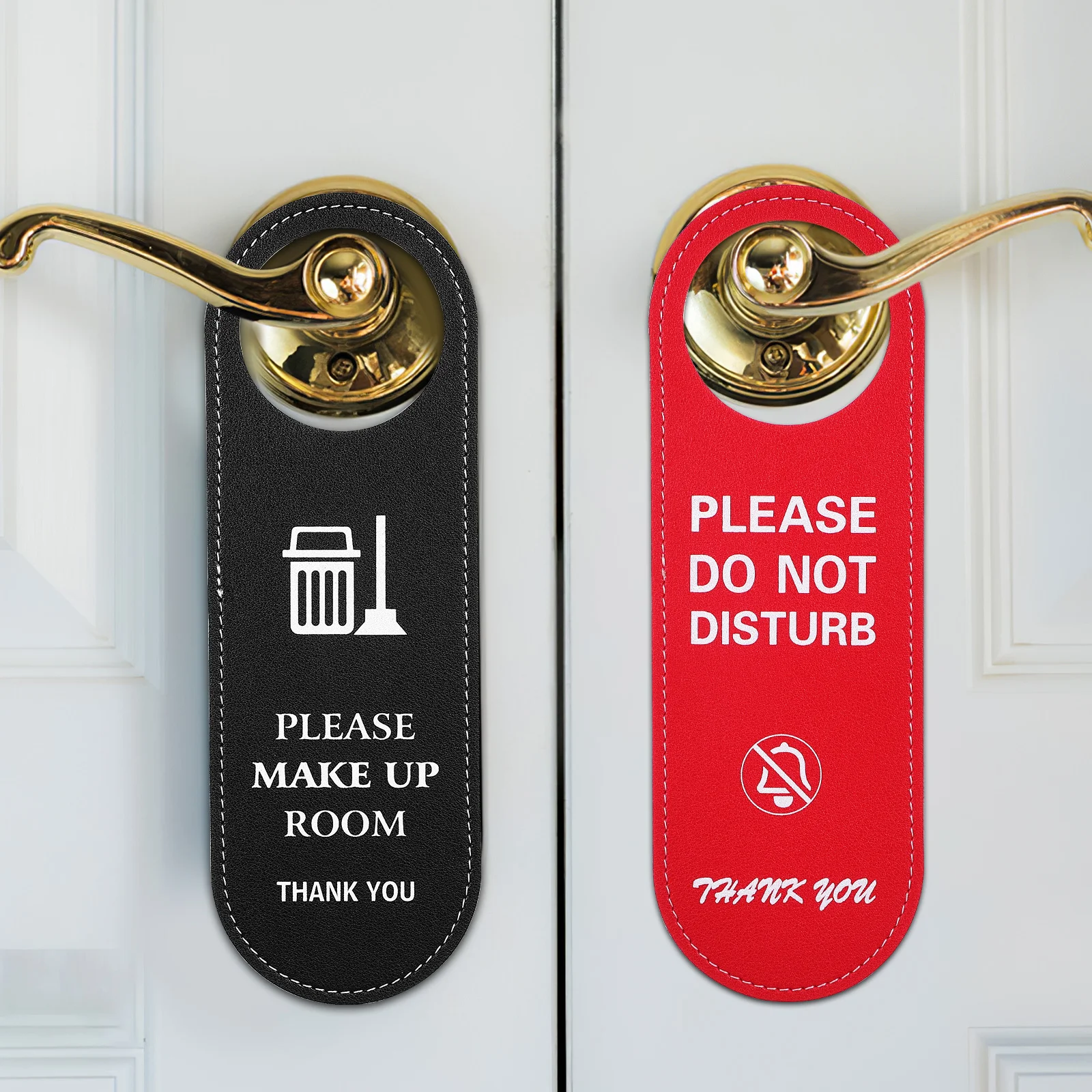 

4pcs Do Not Disturb Sign Door Hanger Black Green Red Double Sided Hotel Bedroom Privacy Hanging Sign Please Knock