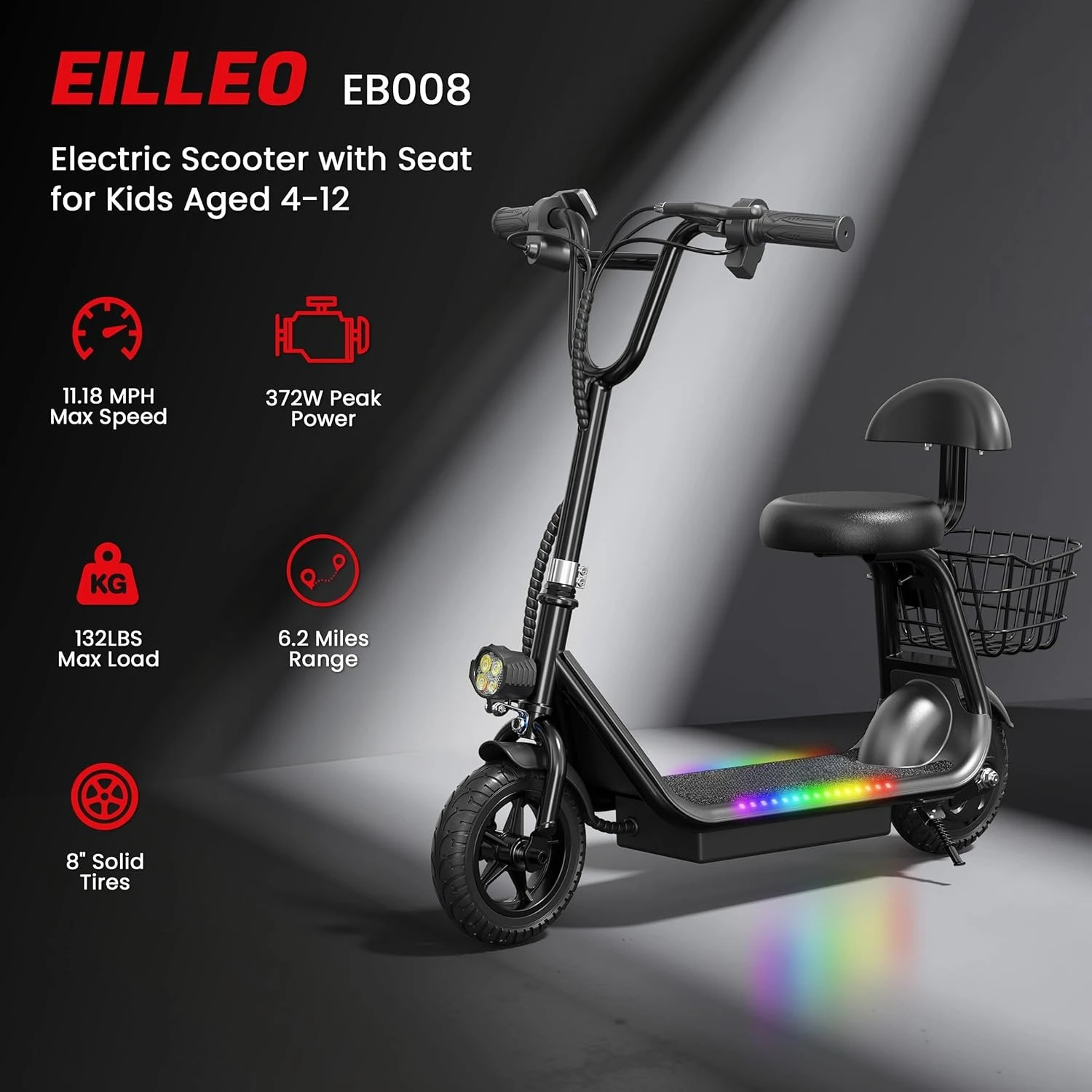 Electric Scooter with Seat for Adult, 36V/48V Electric Scooter for Adults 372W/500W/750W Motor, 6/20 Mile Range,, Customized