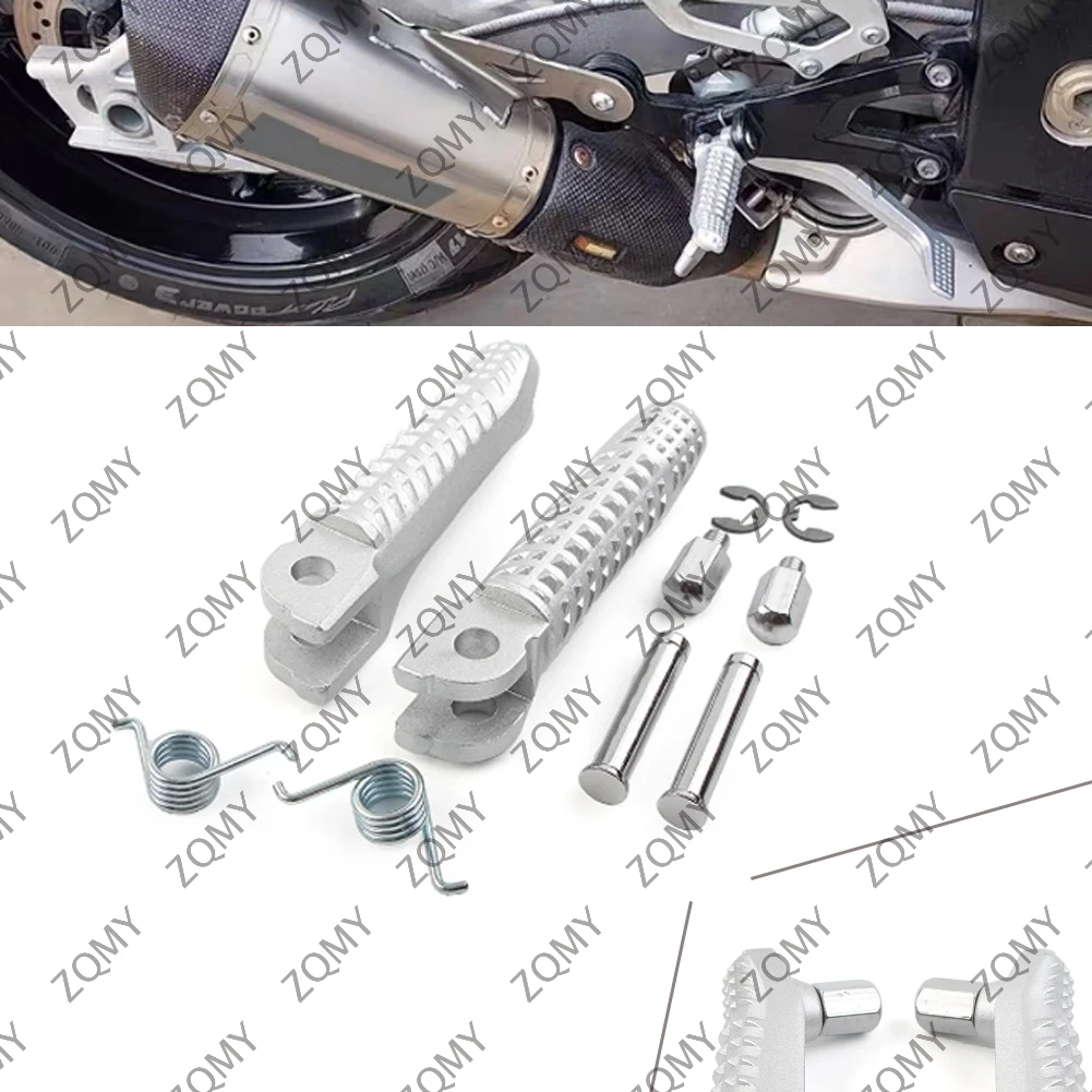 1Pair Silver Motorcycle Foot Pegs Footrest Left Right Front Driver For BMW S1000RR S1000R 2015 2016 2017