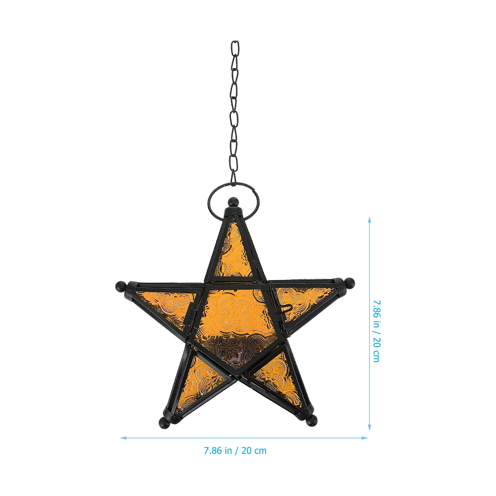 

Iron Pentagram Glass Iron Art Holder Retro Style Windproof Hanging Decoration for Indoor Outdoor Wedding Home