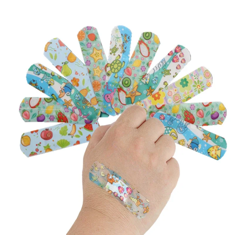 100pcs/set Transparent Band Aid Cartoon Waterproof Patch Wound Dressing Tape Plaster Skin Patch First Aid Adhesive Bandages