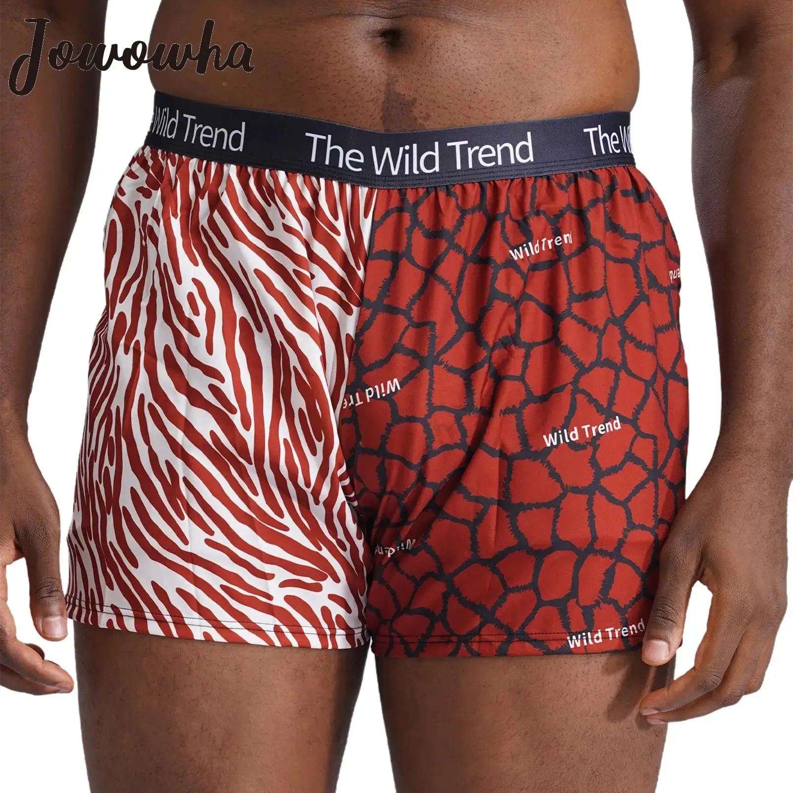 Men Leopard Tiger Zebra Print Boxer Shorts Briefs Elastic Waistband Panties Underwear Casual Shorts Pool Party Swimwear Nighwear