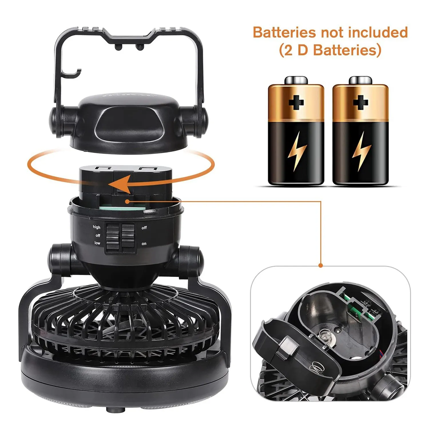 

AZ-Camping Light Fan For Tent Portable Ceiling Fan With LED Light Camping Hanging Lantern For Survival Hiking Emergency