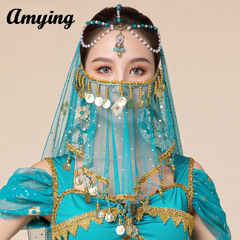 Sexy Women Belly Dance Indian Dance Veil Bollywood Mask Scarf Performance Dance Accessories Props Girl  Face Wrap Scarf New  