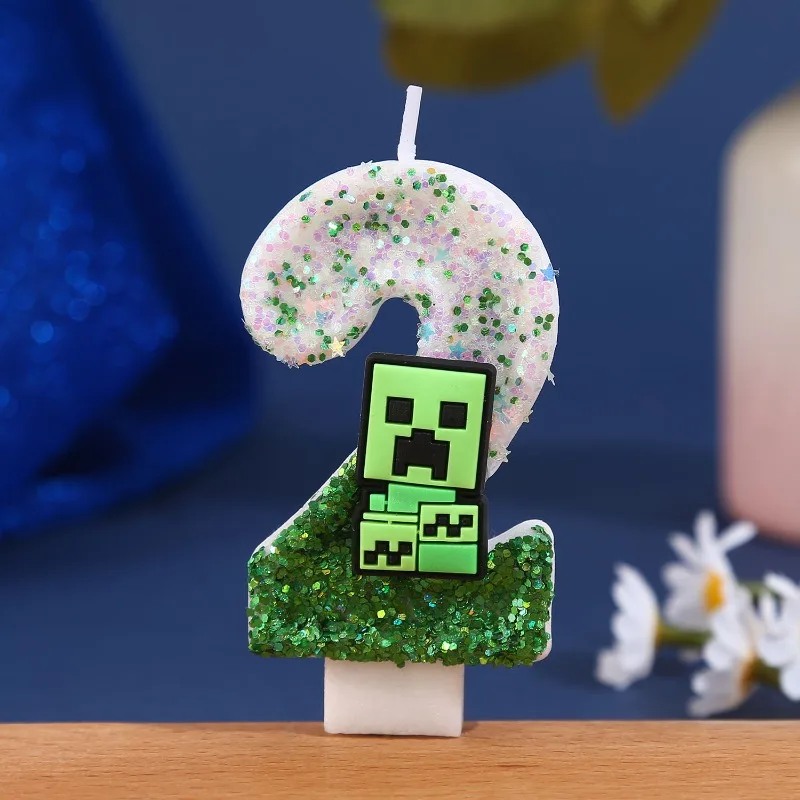 New Popular Game 0-9 Birthday Digital Candles Hot Minecrafts Cake Decoration Party Cake Accessories Birthday Gifts view 3