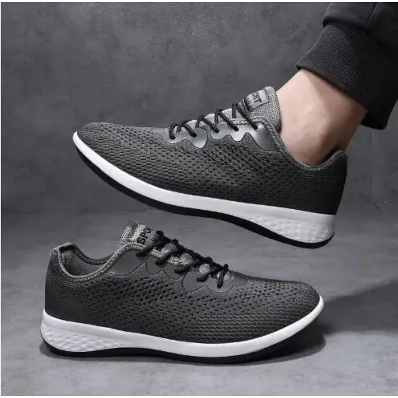 2024 Breathable Sports Shoes Men Fashionable New Outdoor Casual Mesh Shoes Male Solid Color Lace Up Lithe Sneakers Spring Summer