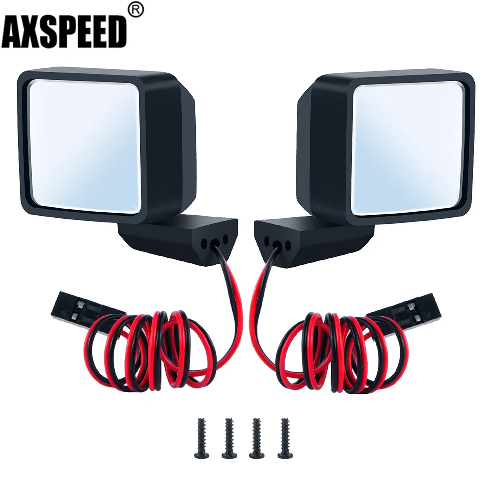 

AXSPEED 2Pcs Rearview with LED Lights Decoration Parts for 1/6 Axial SCX6 AXI05000 RC Crawler Car