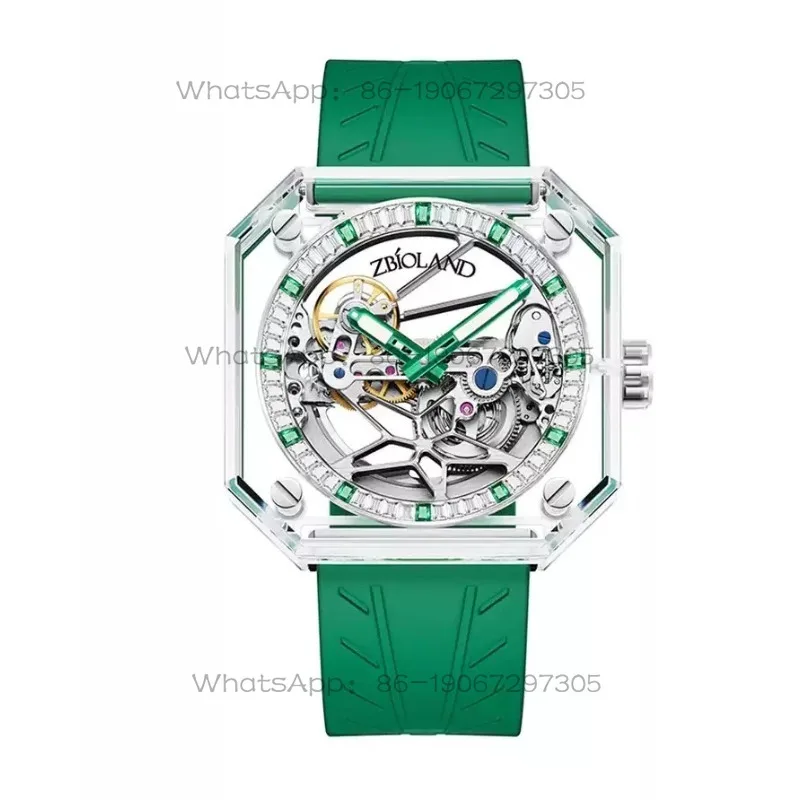 1066 Fully Transparent Crystal Mechanical Watch Diamond Dial Light Luxury Hollow Watch