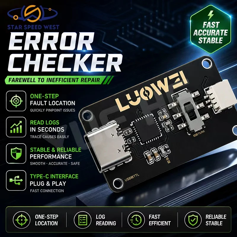 

LUOWEI LW-FAT Error Checker USB to TTL Auto Baud Rate Logic Analyzer TX RX Switch Dual Mode Log Capture for Phone Repair