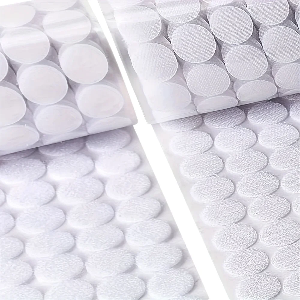 100Pairs 10mm Self Adhesive Fastener Tape Dots White Transparent Sticky Hook Loop Sticker Round Strong Klittenbandsluiting Tap