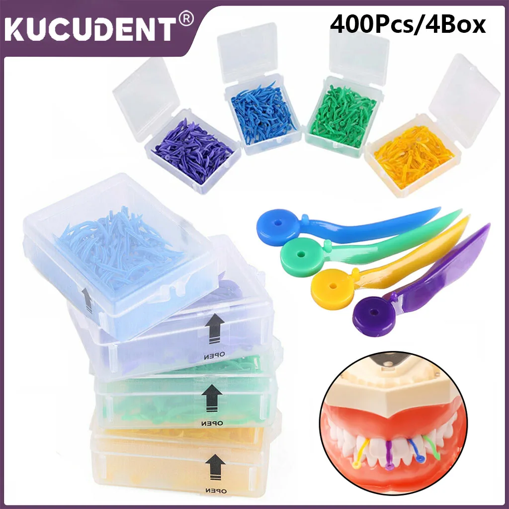 

400Pcs/4Box Dental Plastic Wedges Tooth Gap Wedge Disposable with End Circular Holes L/M/S/XS Non-toxic Medical Dentist Material