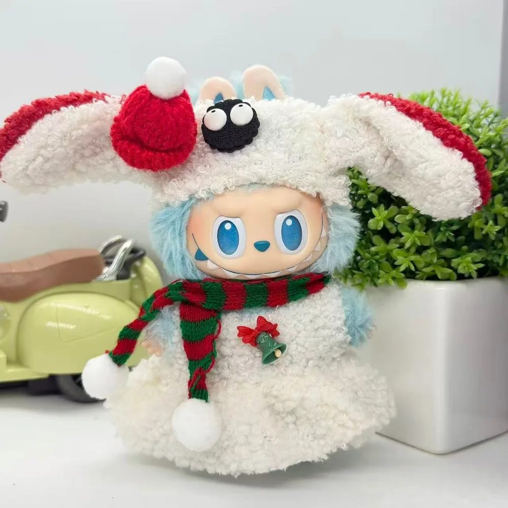 

17 см Labubu I II Idol Куклы Одежда Шаль-колокольчик Рождественская накидка Снеговик Олень Корея Kpop Экзо Одежда Плюшевая кукла Одежда