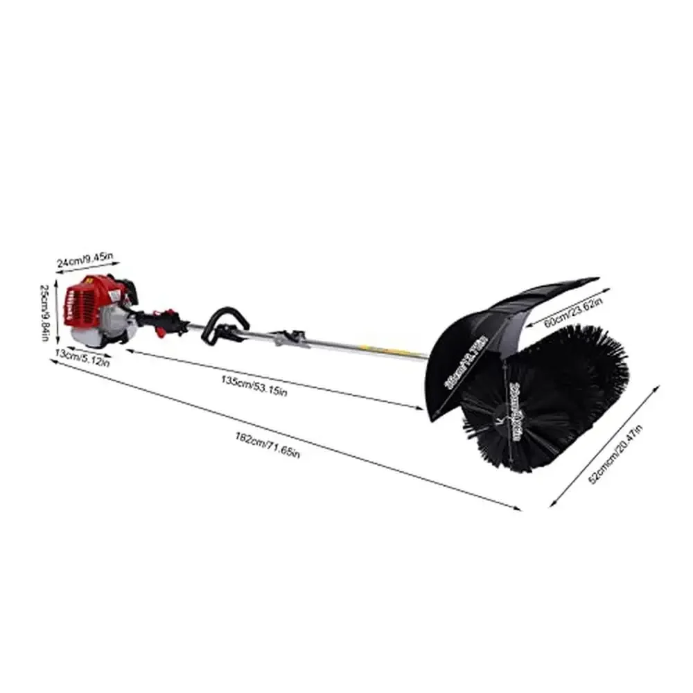 2.3HP 52CC Gas Powered Walk Behind Sweeper Broom Air Cooled Motor Engine Snow Lawn Cleaner Sweeper Machine