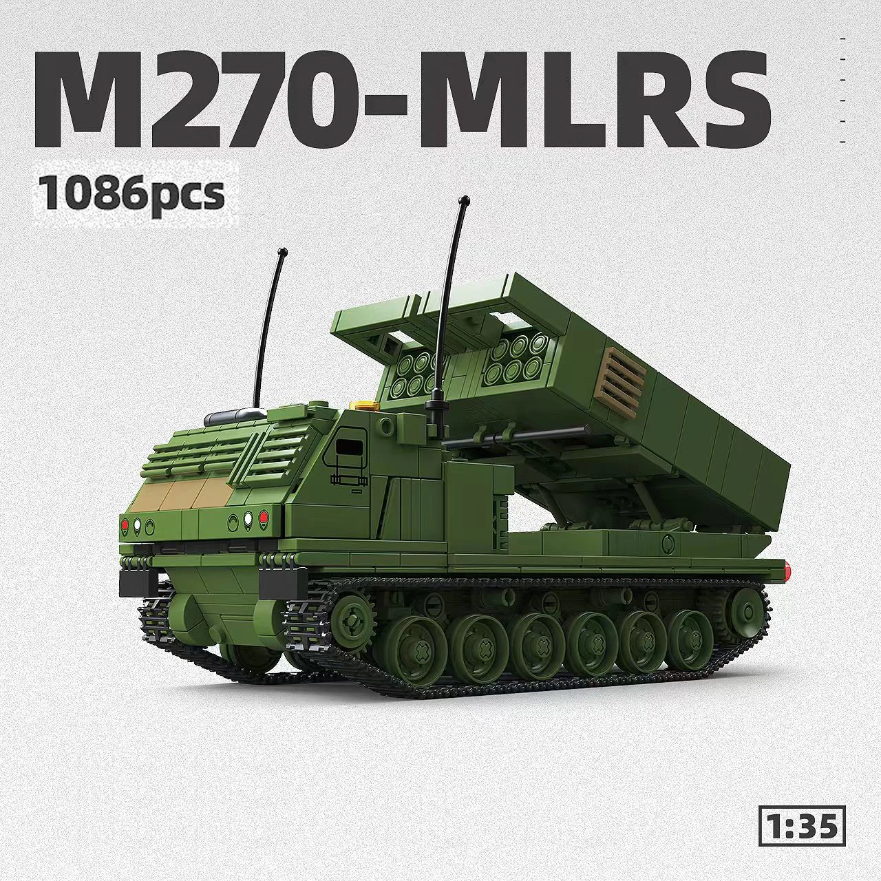 アメリカ製m270多連装ロケットシステム-1086ピース-[1-35]-ミリタリービルディングブロックおもちゃ-クリスマスギフト