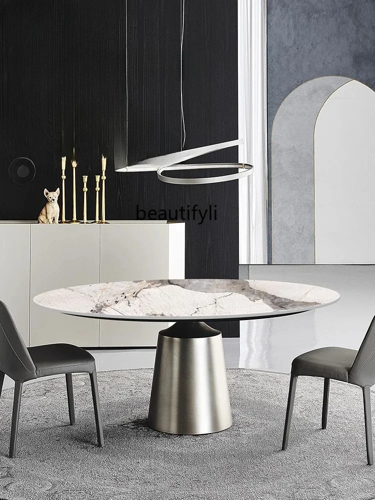 

Oval Slate Dining Table Household Restaurant Marble Dining Table Italian Light Luxury Household1184