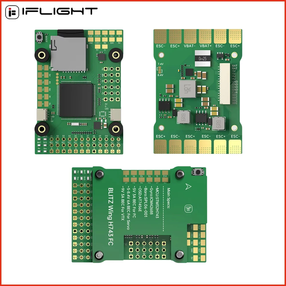 

Контроллер полета iFlight BLITZ H743 2-8S STM32H743 с двойной камерой BlitzWingH743 Ardupilot