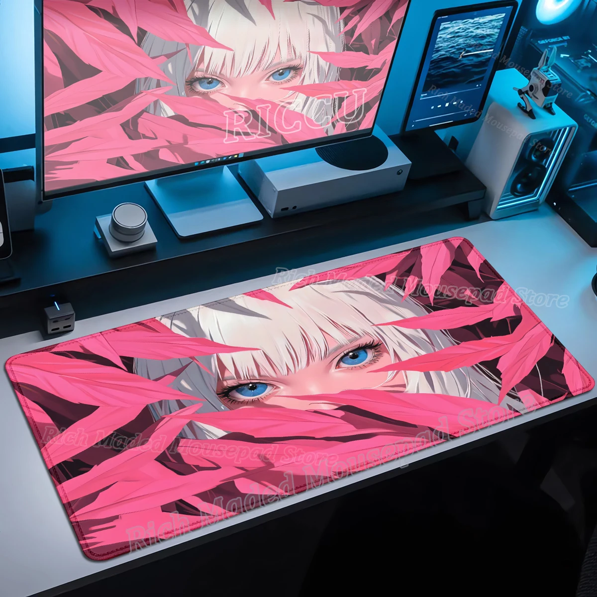 XXL Green Leaf Mouse Pad PC Anime Girl Mousepad Gamer Laptop Pads Computer Keyboard Accessories Mouse Mat Rug Extended Desk Mat