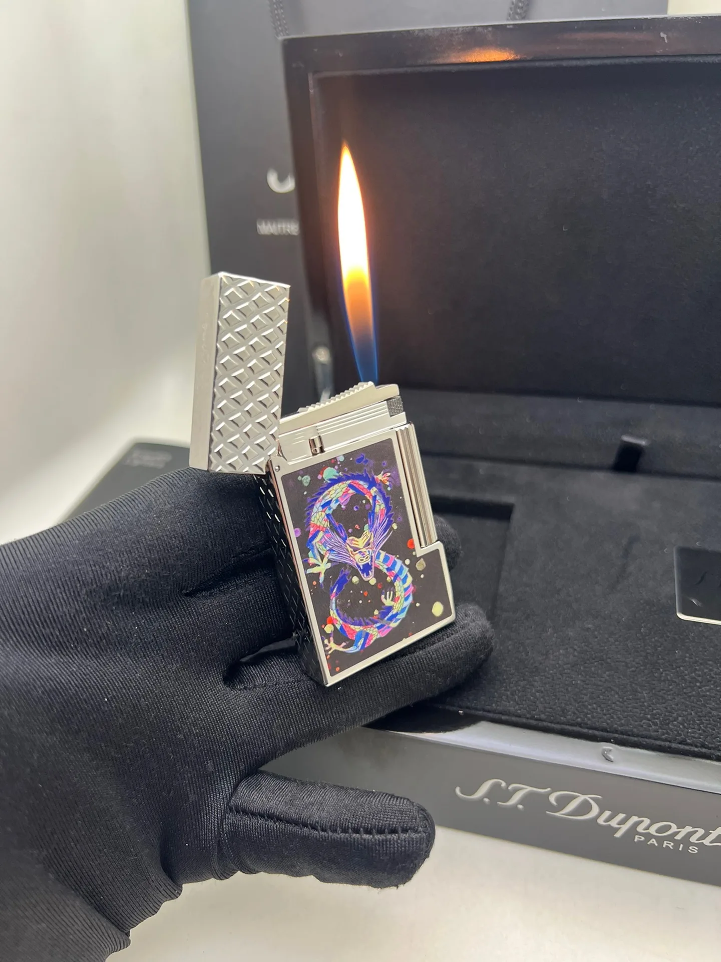 JT Dopont Ligne 2 Metal Dragon Gas Lighter Portable Inflatable Lighters Adjustable Flame Size Ignition Men\'s Gift Bright Sound