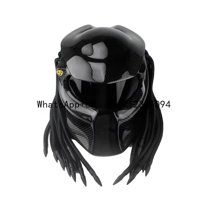 L Size Predators mask carbon fiber neca motorcycle helmet Full face iron man Safety DOT with Helmet storage bag