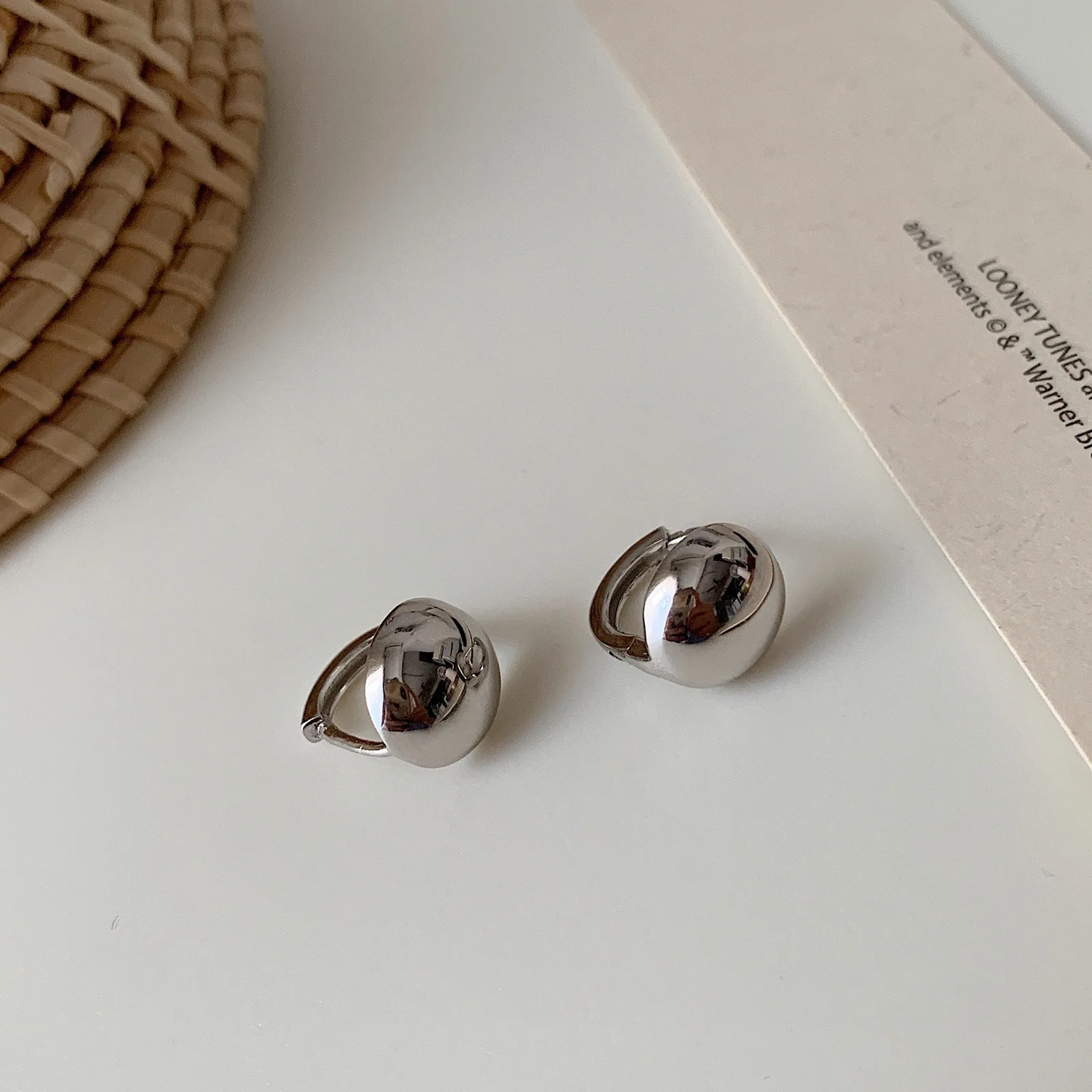 

Women's Jewellery 925 Sterling Silver Ball Smooth Spherical Earrings For Woman Wedding Vintage Elegant Luxury Prevent Allergies