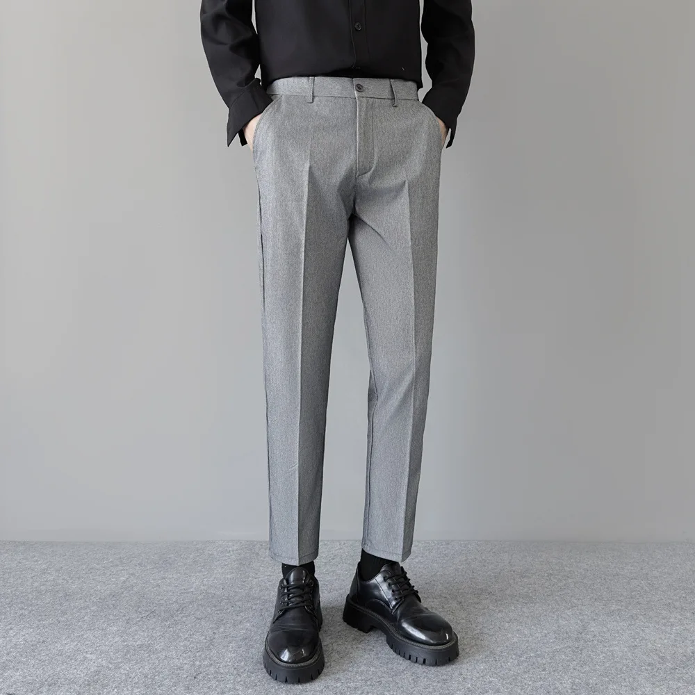 

Spring Summer Korean Style New Fashion Men's Casual Business Trendy Simple Basic Daily Loose Luxury Trousers Male Suit Pants