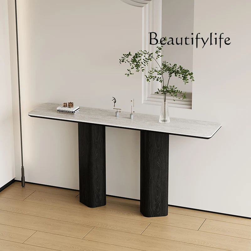 

Entry entrance table Designer high-end sense living room corridor Italian light luxury grotto rock slab entrance table