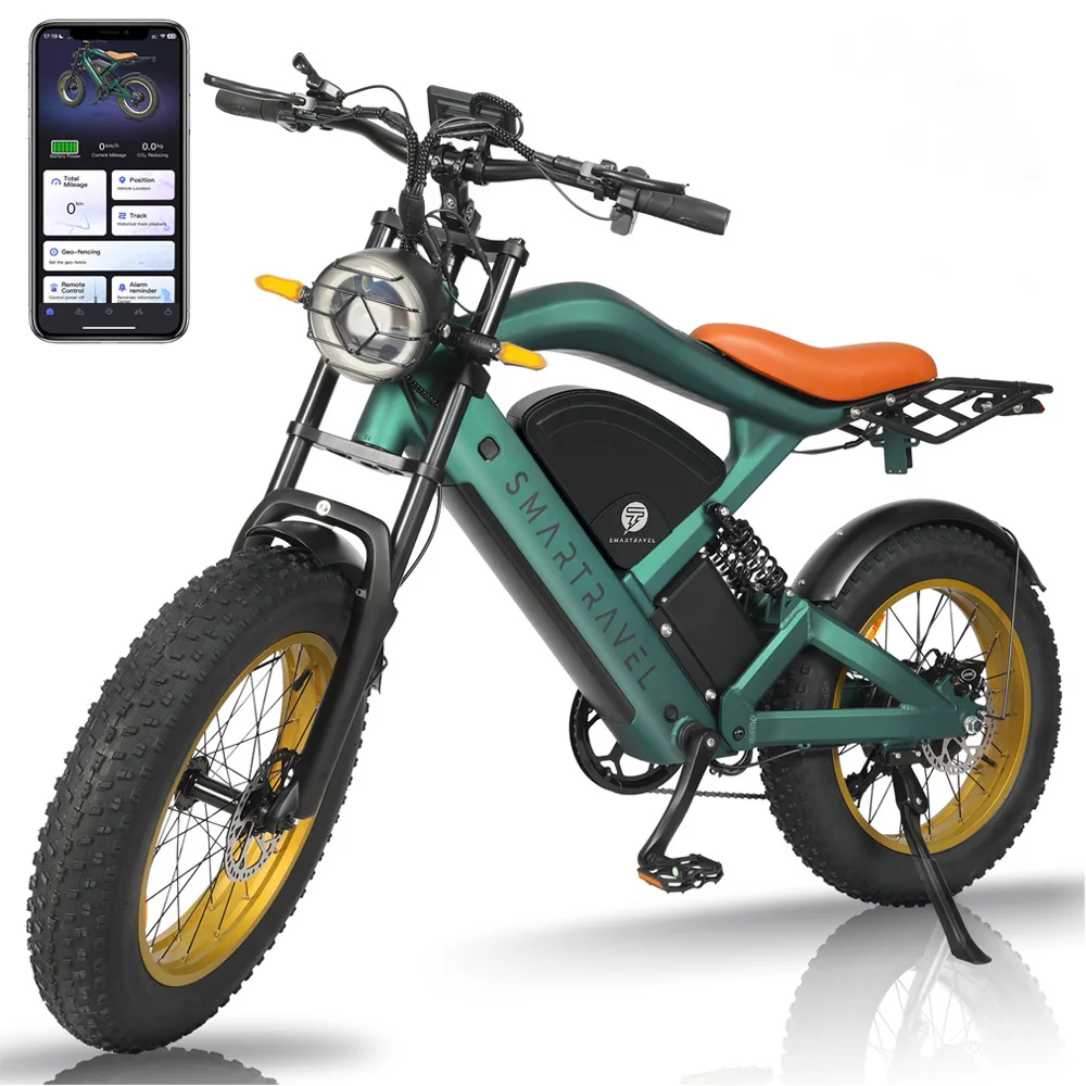 Retro and Fashionable Adult Electric Bike with 1200W Motor Top Speed 32MPH Electric Bicycle