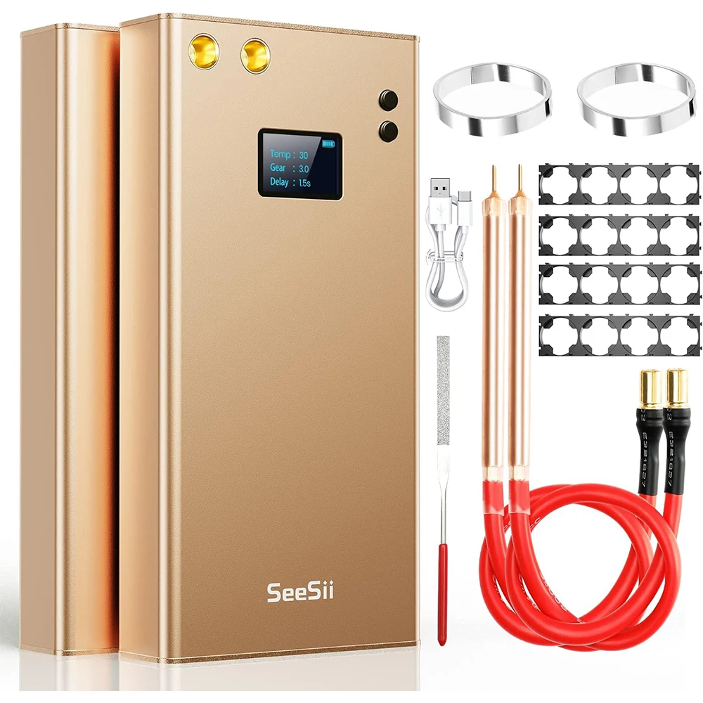 Seesii 80 Gears Spot Welder with LCD Screen 0.1/0.2mm Nickel Welding Handheld Spot Machine Digital for Making Battery Packs