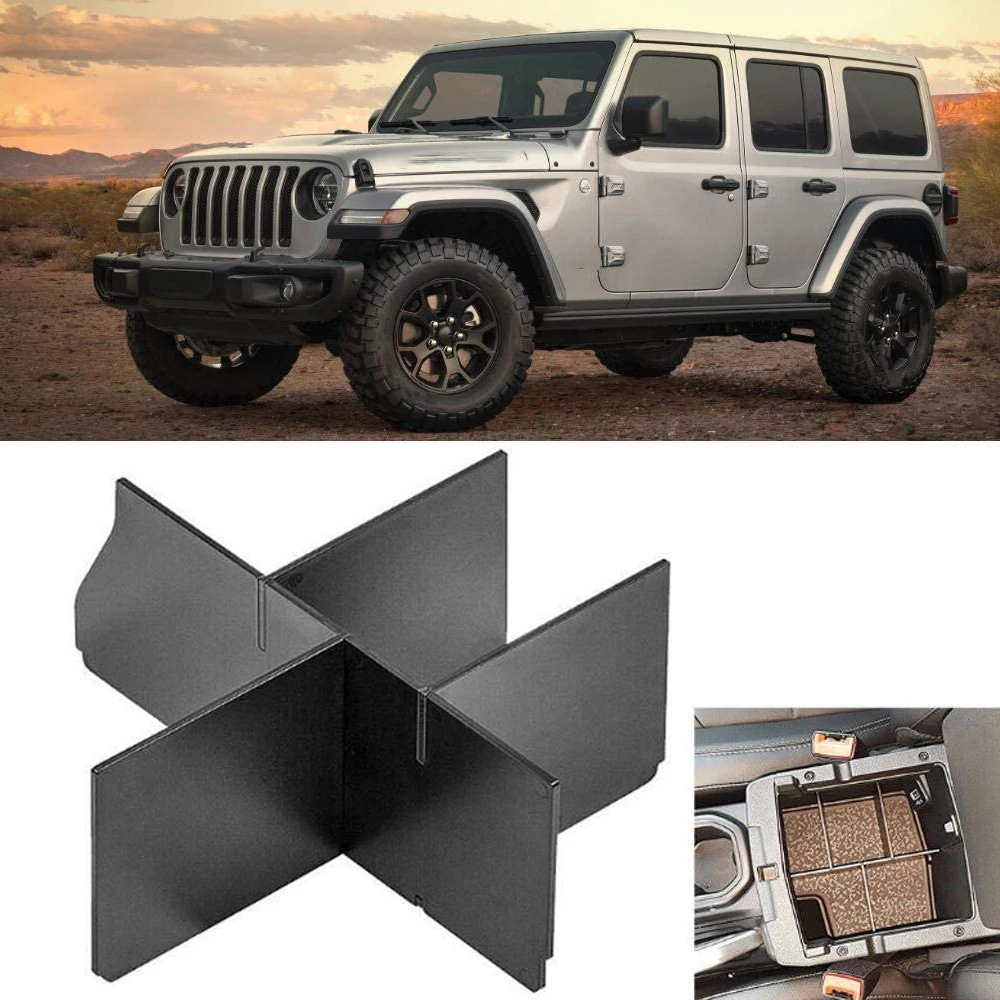 

Center Console Partition Car Armrest Box Storage Divider Grid For Jeep Wrangler JL Gladiator JT 2018+